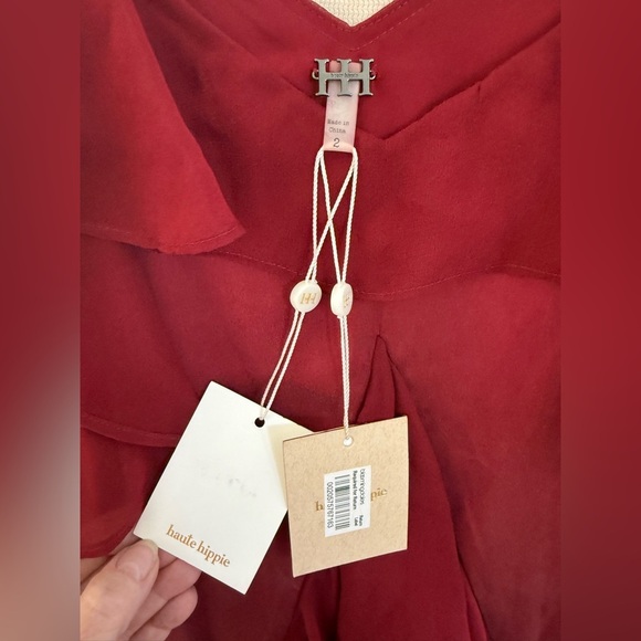 Haute Hippie Silk Chiffon Bibi Ruffled Slip Dress – Heart Red – Size 2 – NWT - Picture 6 of 9